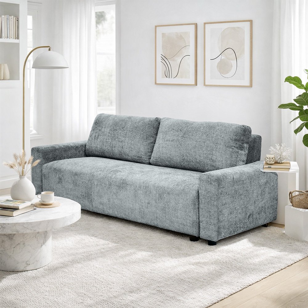 كنبة 3 مقاعد قابلة للتعديل الي سرير رمادي كنبة 3 مقاعد قابلة للتعديل الي سرير رمادي