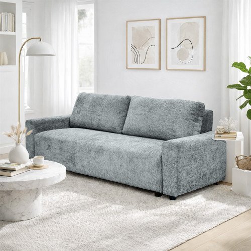 كنبة 3 مقاعد قابلة للتعديل الي سرير رمادي 