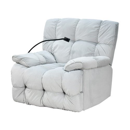 كرسي استرخاء فخم هزاز دوار بحامل جوال رمادي فاتح