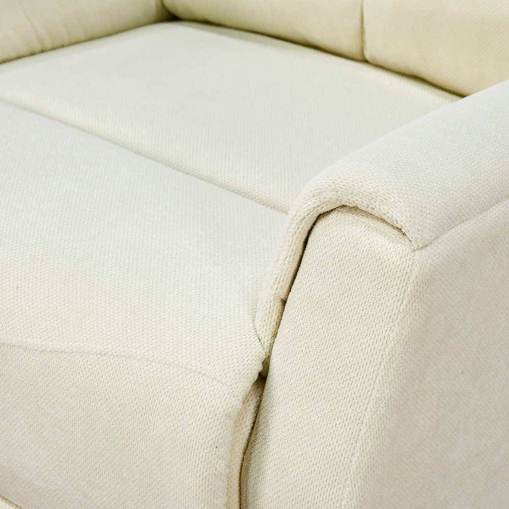 كرسي استرخاء هزاز فخم قماشي بيهكل معدني أوف وايت