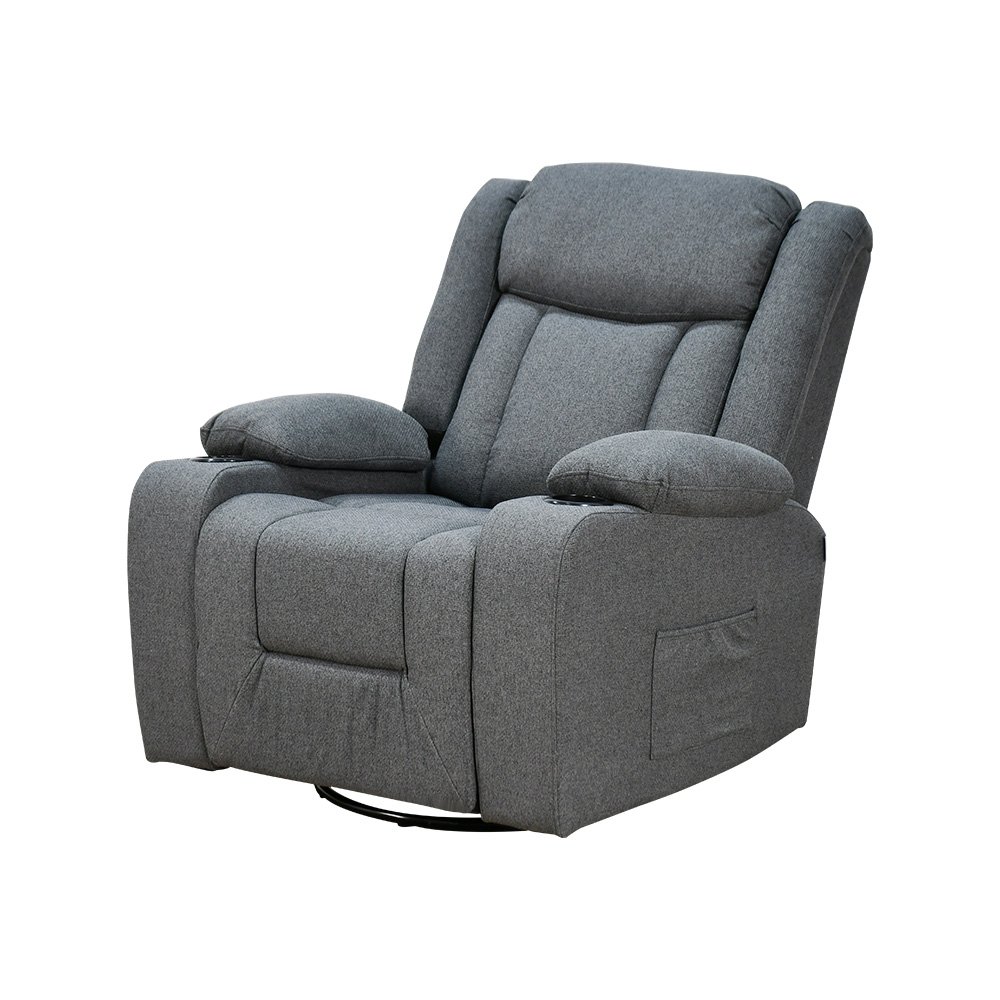 كرسي استرخاء هزاز دوار قماشي مودرن رمادي