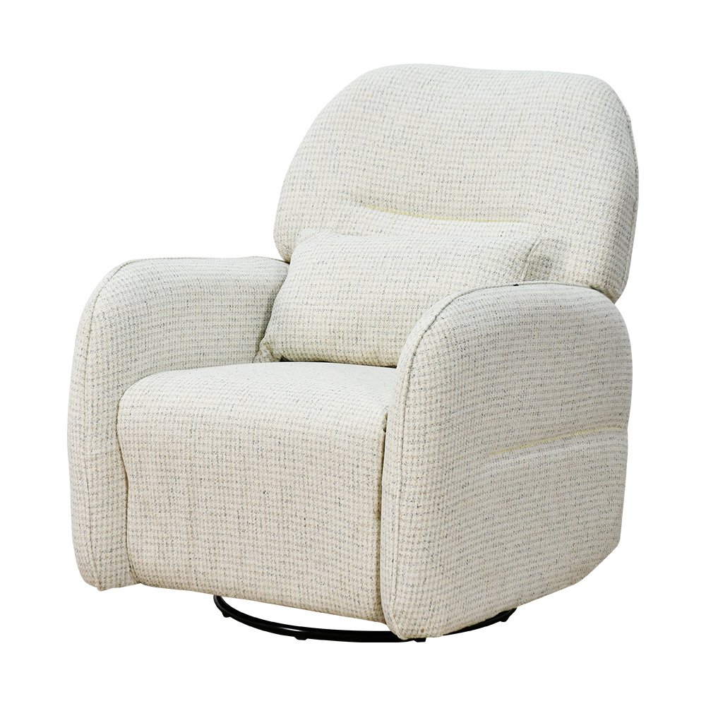 كرسي استرخاء فخم هزاز دوار قماشي مودرن أوف وايت