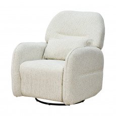 كرسي استرخاء فخم هزاز دوار قماشي مودرن أوف وايت