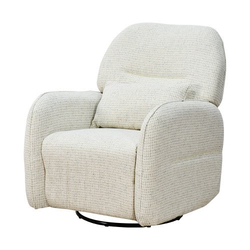 كرسي استرخاء فخم هزاز دوار قماشي مودرن أوف وايت