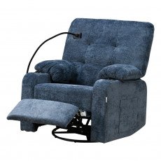 كرسي استرخاء فخم هزاز دوار مع حامل جوال أزرق