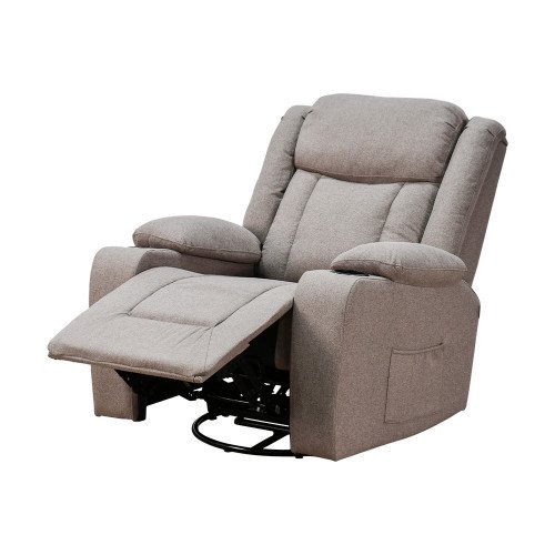 كرسي استرخاء هزاز دوار قماشي مودرن بني