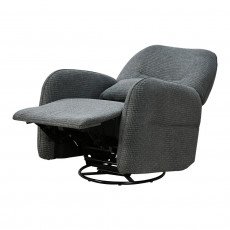 كرسي استرخاء فخم هزاز دوار قماشي مودرن رمادي غامق