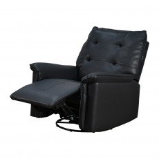 كرسي استرخاء فخم هزار دوار جلد بتصميم عصري أسود