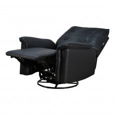 كرسي استرخاء فخم هزار دوار جلد بتصميم عصري أسود
