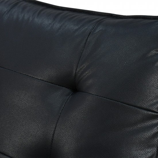 كرسي استرخاء فخم هزار دوار جلد بتصميم عصري أسود