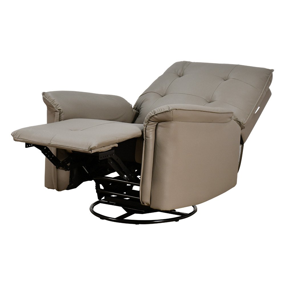 كرسي استرخاء فخم هزار دوار جلد بتصميم عصري بني