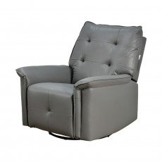 كرسي استرخاء فخم هزار دوار جلد بتصميم عصري رمادي