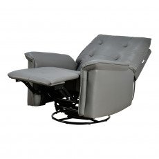 كرسي استرخاء فخم هزار دوار جلد بتصميم عصري رمادي