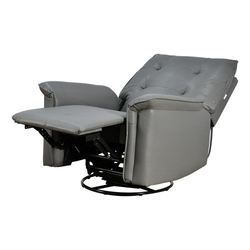 كرسي استرخاء فخم هزار دوار جلد بتصميم عصري رمادي كرسي استرخاء فخم هزار دوار جلد بتصميم عصري رمادي