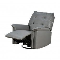 كرسي استرخاء فخم هزار دوار جلد بتصميم عصري رمادي