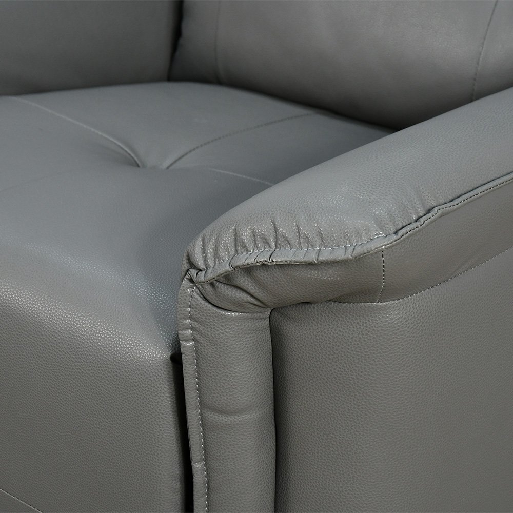 كرسي استرخاء فخم هزار دوار جلد بتصميم عصري رمادي