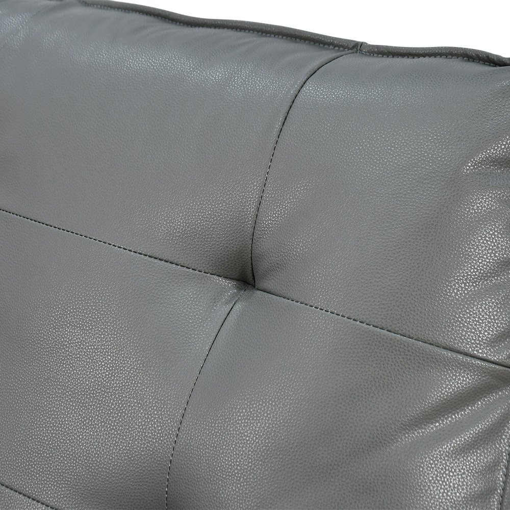 كرسي استرخاء فخم هزار دوار جلد بتصميم عصري رمادي