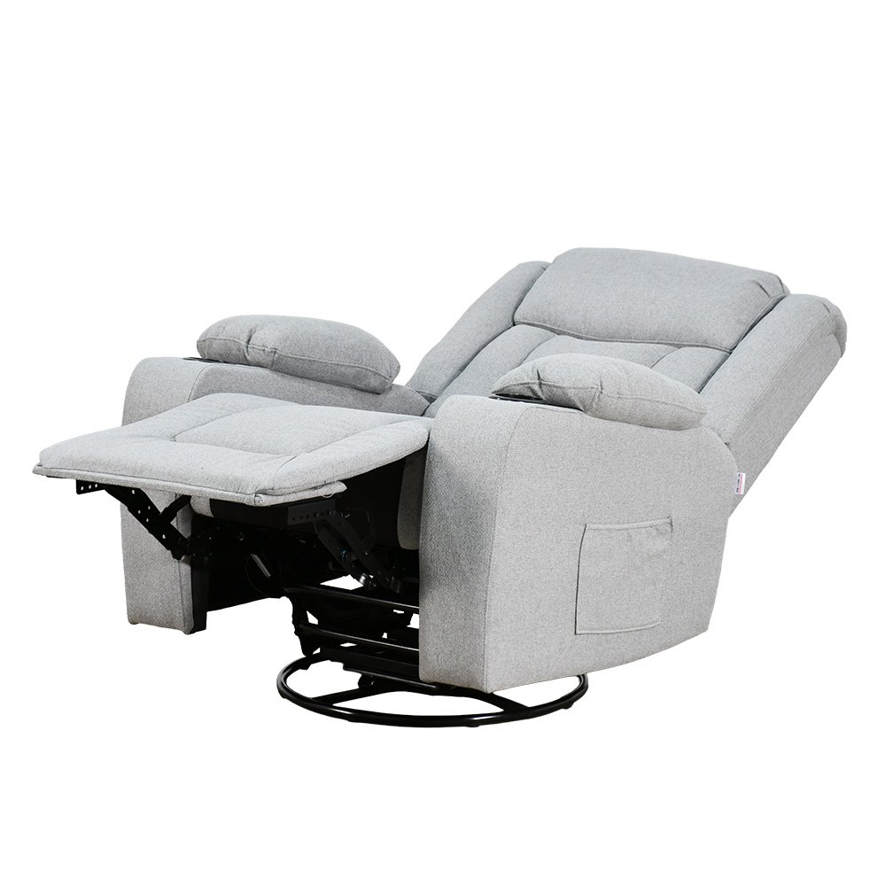 كرسي استرخاء فاخر هزاز دوار بتصميم مودرن رمادي