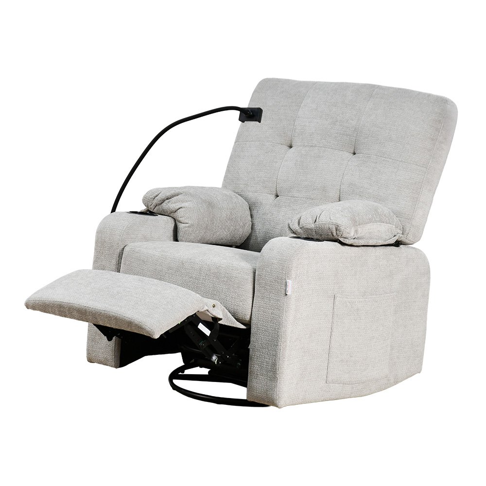 كرسي استرخاء  هزار دوار بحامل جوال رمادي