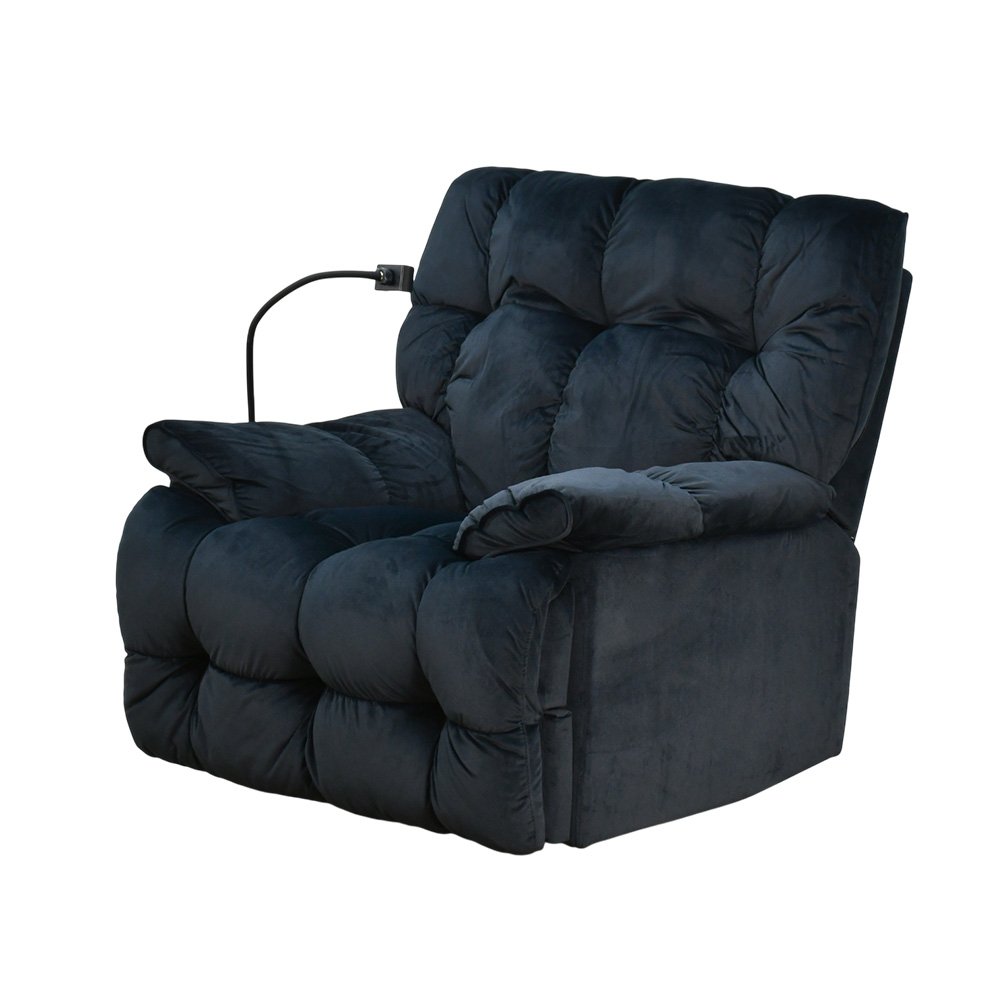 كرسي استرخاء فخم هزاز دوار بحامل جوال أسود 