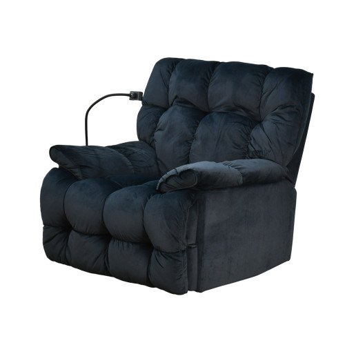 كرسي استرخاء فخم هزاز دوار بحامل جوال أسود 