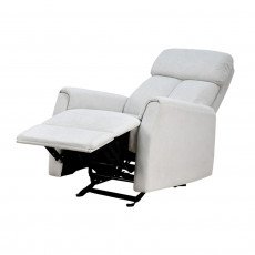 كرسي استرخاء هزاز فخم قماشي بيهكل معدني رمادي فاتح 