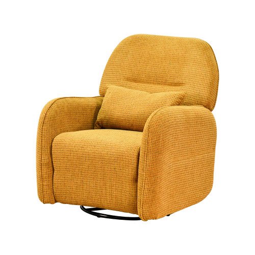 كرسي استرخاء فخم هزاز دوار قماشي مودرن أصفر 