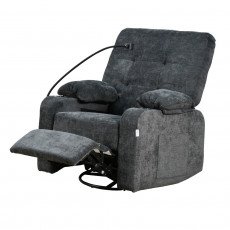 كرسي استرخاء فخم هزاز دوار مع حامل جوال أسود كرسي استرخاء فخم هزاز دوار مع حامل جوال أسود