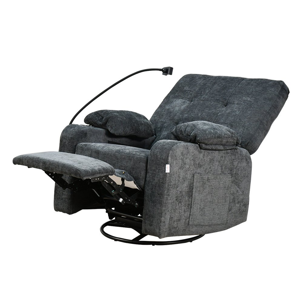 كرسي استرخاء فخم هزاز دوار مع حامل جوال أسود كرسي استرخاء فخم هزاز دوار مع حامل جوال أسود