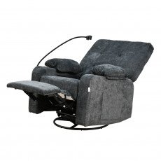 كرسي استرخاء فخم هزاز دوار مع حامل جوال أسود كرسي استرخاء فخم هزاز دوار مع حامل جوال أسود