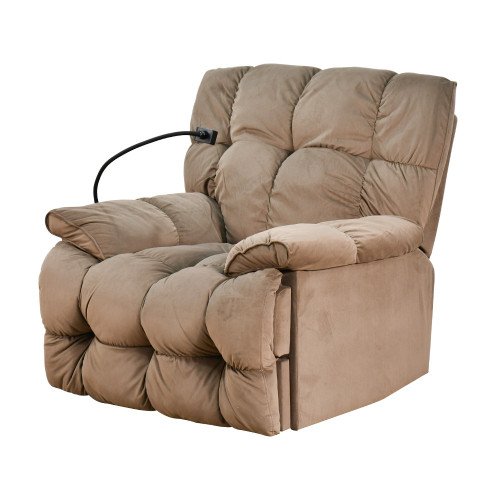 كرسي استرخاء فخم هزاز دوار بحامل جوال بني 