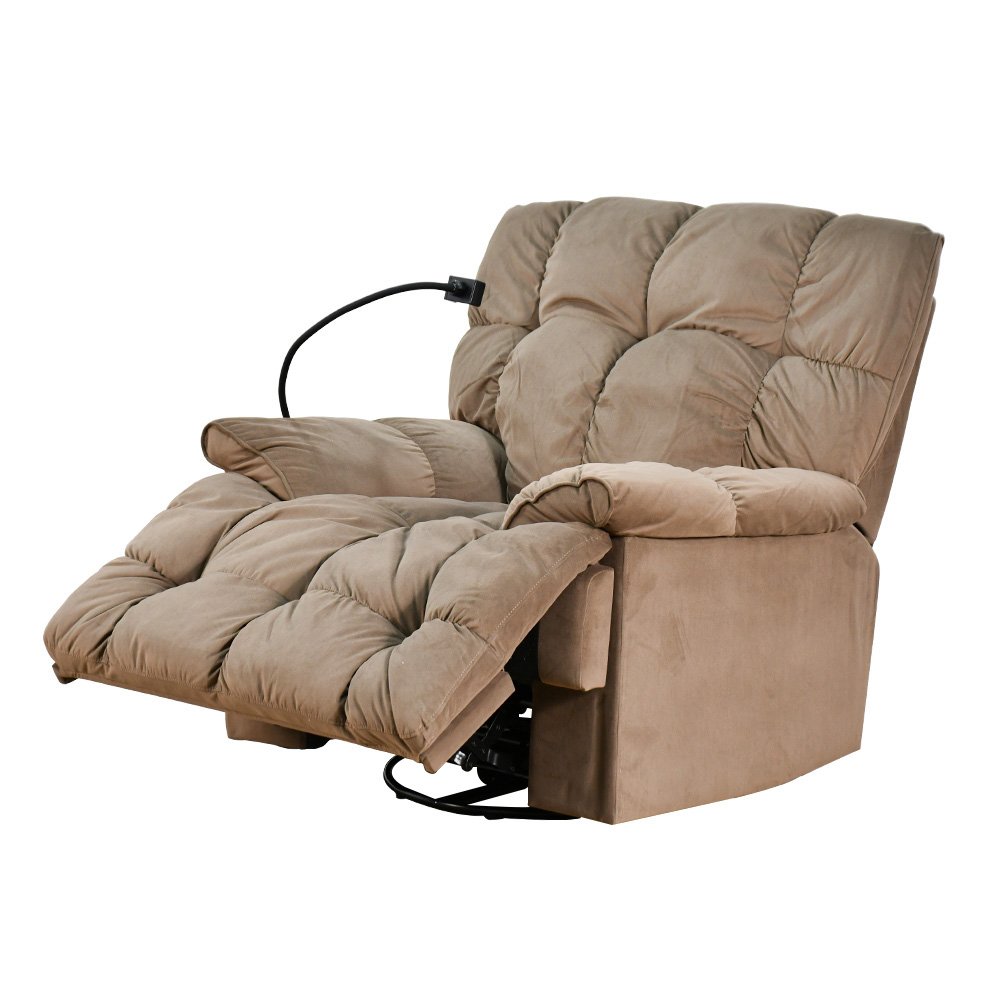 كرسي استرخاء فخم هزاز دوار بحامل جوال بني كرسي استرخاء فخم هزاز دوار بحامل جوال بني