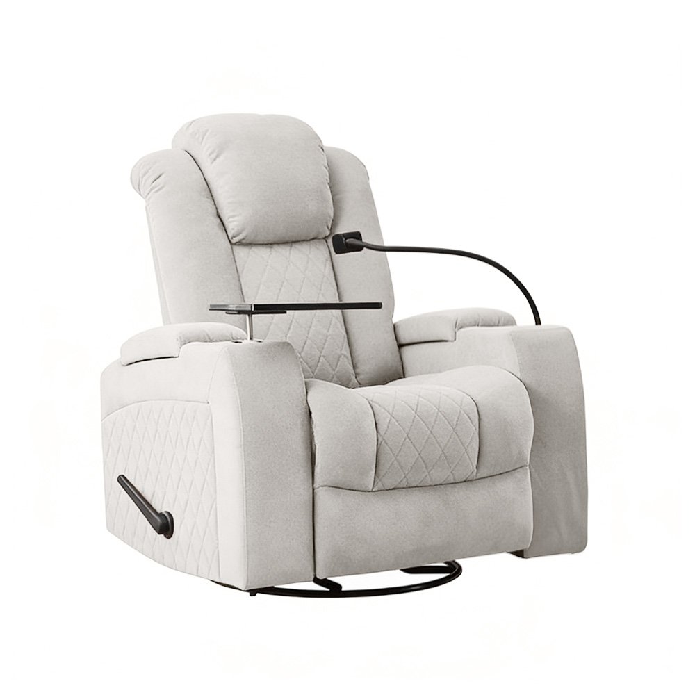 كرسي استرخاء هزاز دوار مع رف طاولة بيج كرسي استرخاء هزاز دوار مع رف طاولة بيج