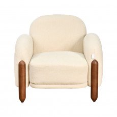 كرسي فخم مودرن بهيكل خشبي بيج