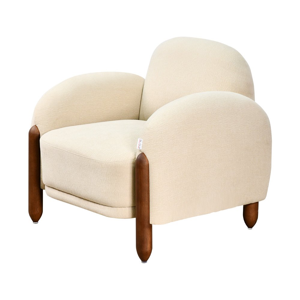 كرسي فخم مودرن بهيكل خشبي بيج