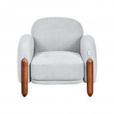 كرسي فخم مودرن بهيكل خشبي رمادي