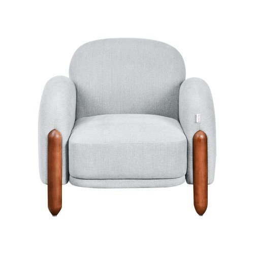 كرسي فخم مودرن بهيكل خشبي رمادي