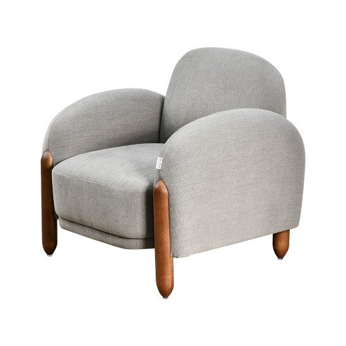 كرسي فخم مودرن بهيكل خشبي رمادي غامق