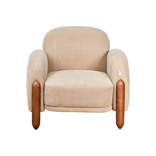 كرسي فخم مودرن بهيكل خشبي كاكي