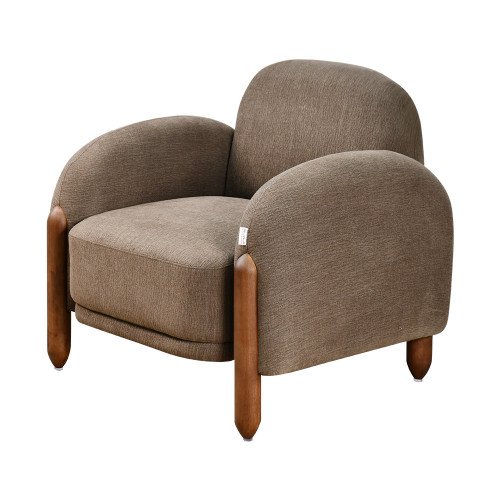 كرسي فخم مودرن بهيكل خشبي بني