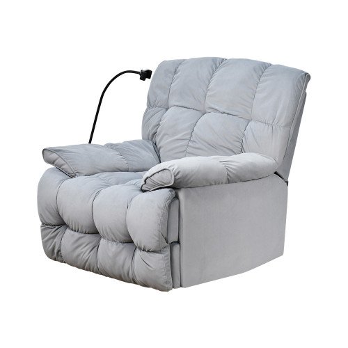 كرسي استرخاء فخم هزاز دوار بحامل جوال رمادي 