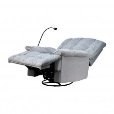 كرسي استرخاء فخم هزاز دوار بحامل جوال رمادي 