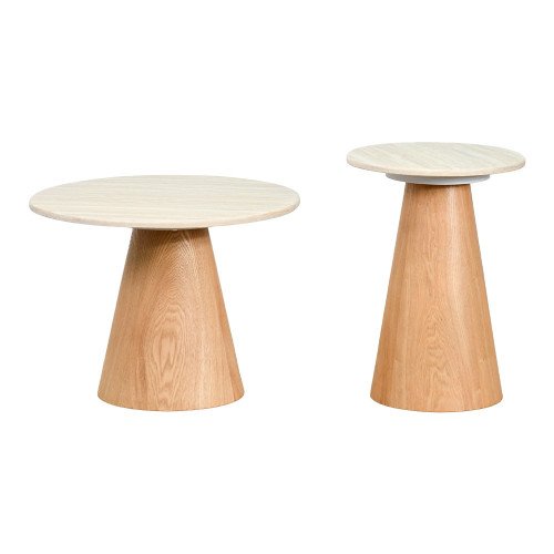  طقم طاولات خدمة رخامي ثنائي بيج 