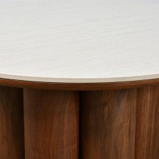 طاولة خدمة مفردة مودرن سطح رخام بقاعدة خشبية