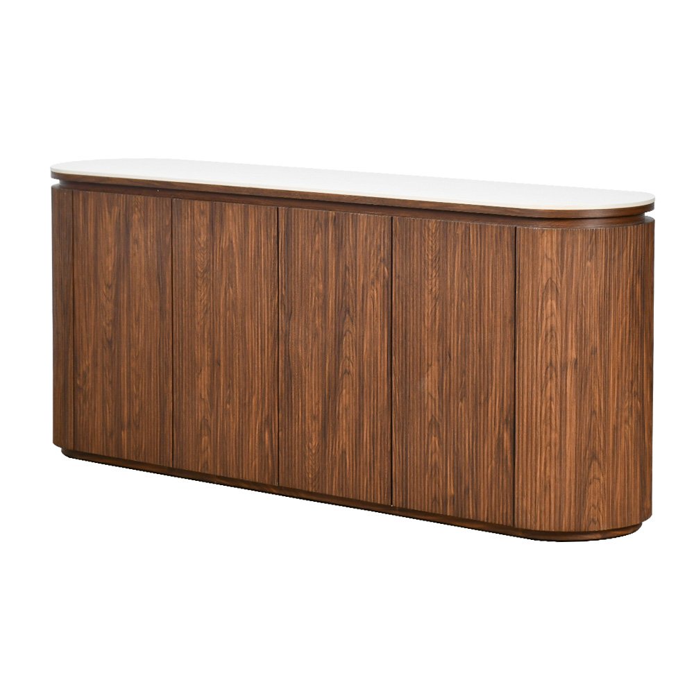 دولاب بوفيه صالة مودرن خشبي بسطح رخامي فاخر