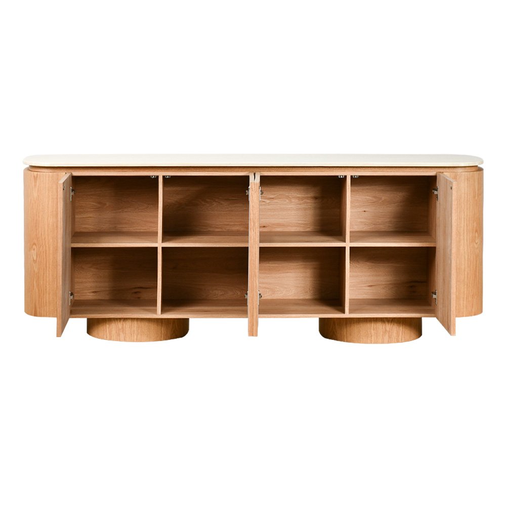 دولاب بوفيه صالة مودرن خشبي بسطح رخامي فاخر