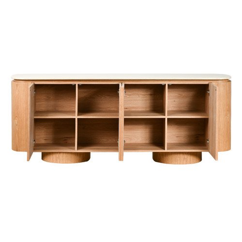 دولاب بوفيه صالة مودرن خشبي بسطح رخامي فاخر