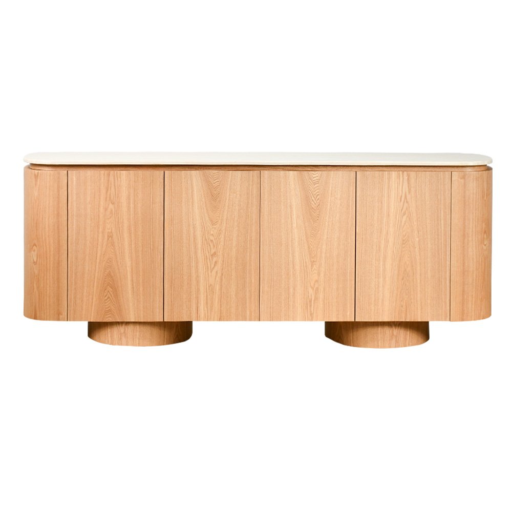 دولاب بوفيه صالة مودرن خشبي بسطح رخامي فاخر