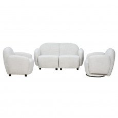 طقم كنب 2 مقعد فاخر مع كرسيين دوار وثابت أوف وايت