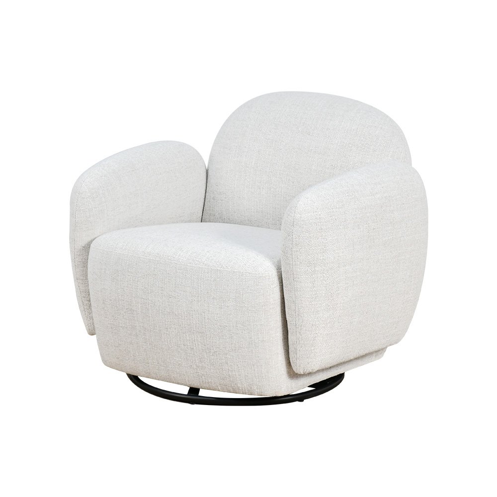 طقم كنب 2 مقعد فاخر مع كرسيين دوار وثابت أوف وايت